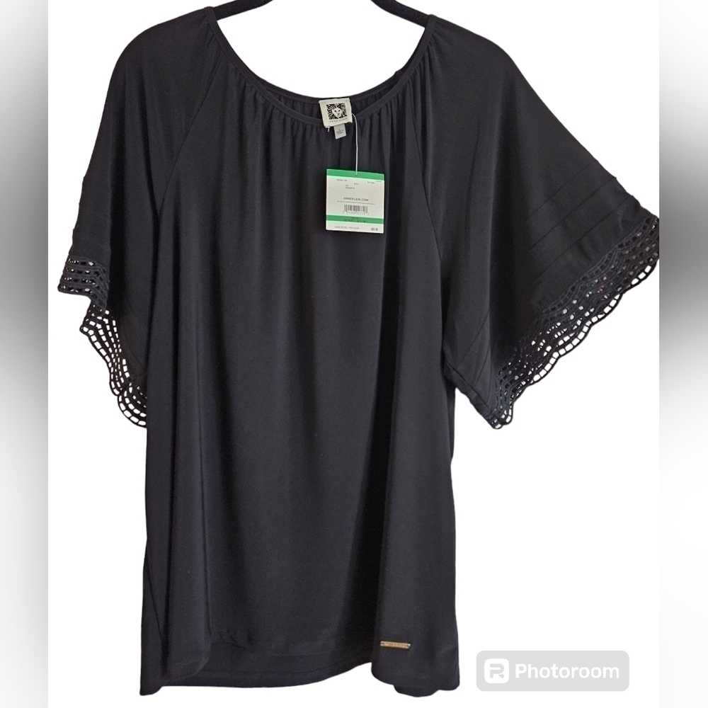 ANNE KLEIN BLOUSE SZ L BLACK